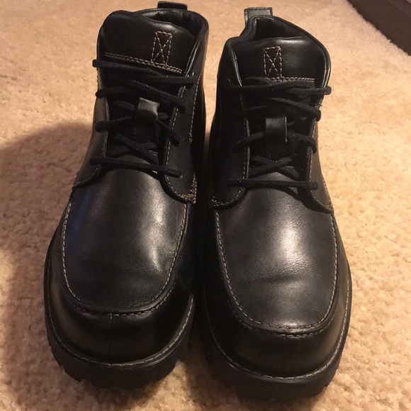 timberland black leather boots mens